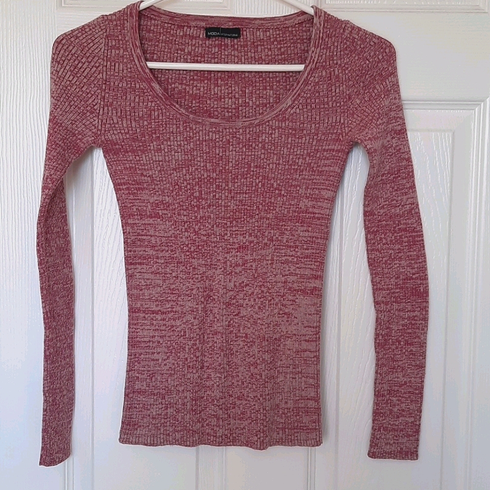 Scoop neck ribbed sweater